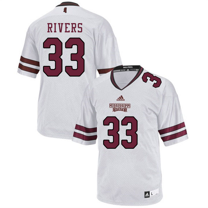 Men #33 Robert Rivers Mississippi State Bulldogs College Football Jerseys Sale-White